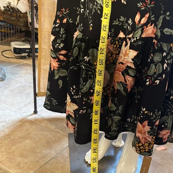 Reformation Black Maxi Dress with Peach and Green Floral Print - Picture 8 of 10